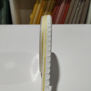 Fita de Algodão 10mm Branco/Amarelo