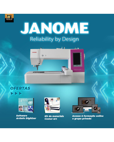 JANOME MEMORY CRAFT 450E + Software Artist Digitizer C/ Oferta da Formação Online e Kit de Materiais