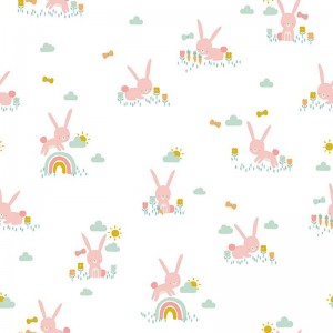 Tecido Cute Rabbit - Branco