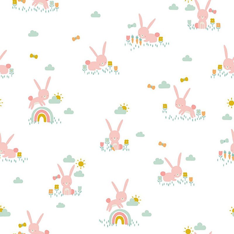 Tecido Cute Rabbit - Branco