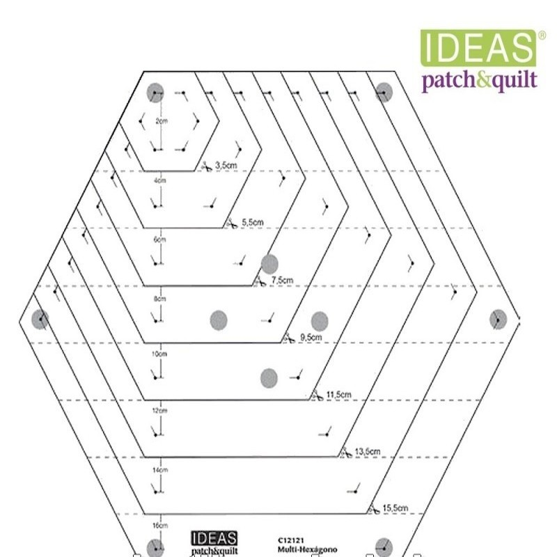 Régua multi hexagono 2cm-17,5cm - IDEAS